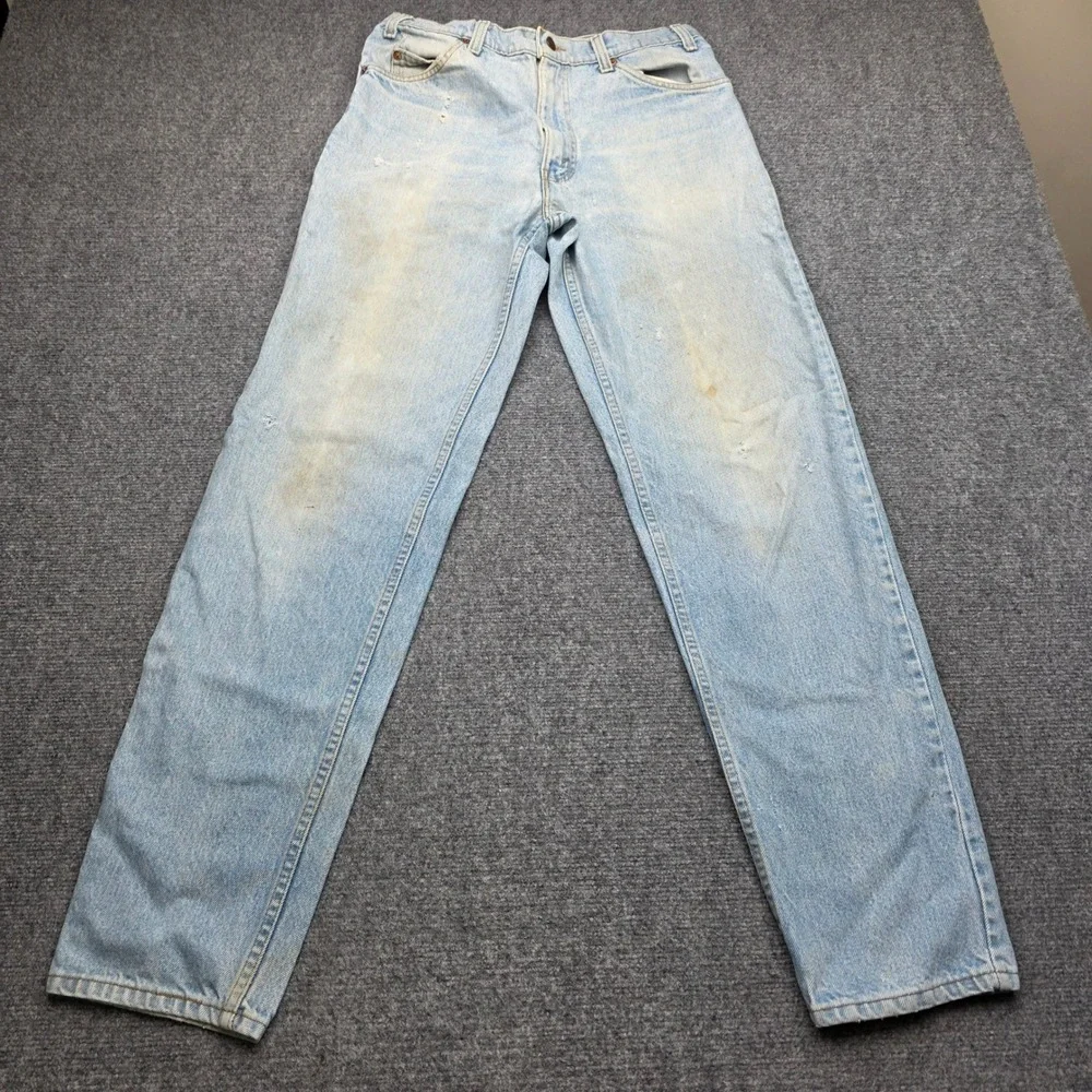 Vintage 1990 Levis 550 Orange Tab Jeans Mens 34x34 Made in USA Light Wash Blue